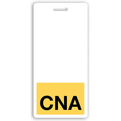 Vertical "CNA" Badge Buddies, Yellow bar with black text, 2.13" x 4.5" (25/pk))