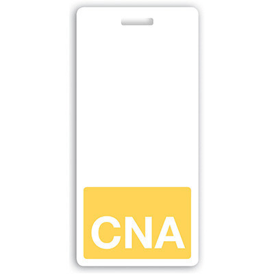 Vertical "CNA" Badge Buddies, Yellow bar, 2.13" x 4.5" (25/pk)