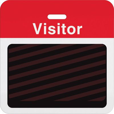 Slotted expiring badge back with printed red "VISITOR" bar (1000/pk)