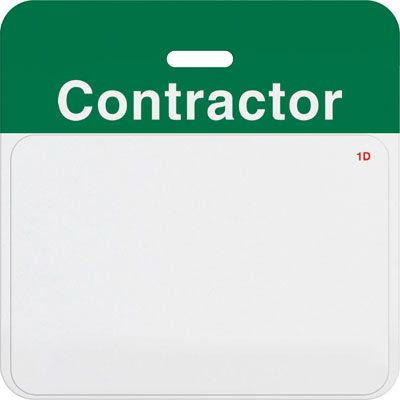 Slotted expiring badge back with printed green "CONTRACTOR" bar (1000/pk)