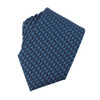 Micro Chi Rho Pattern Silk Necktie Oxford Blue and Silver