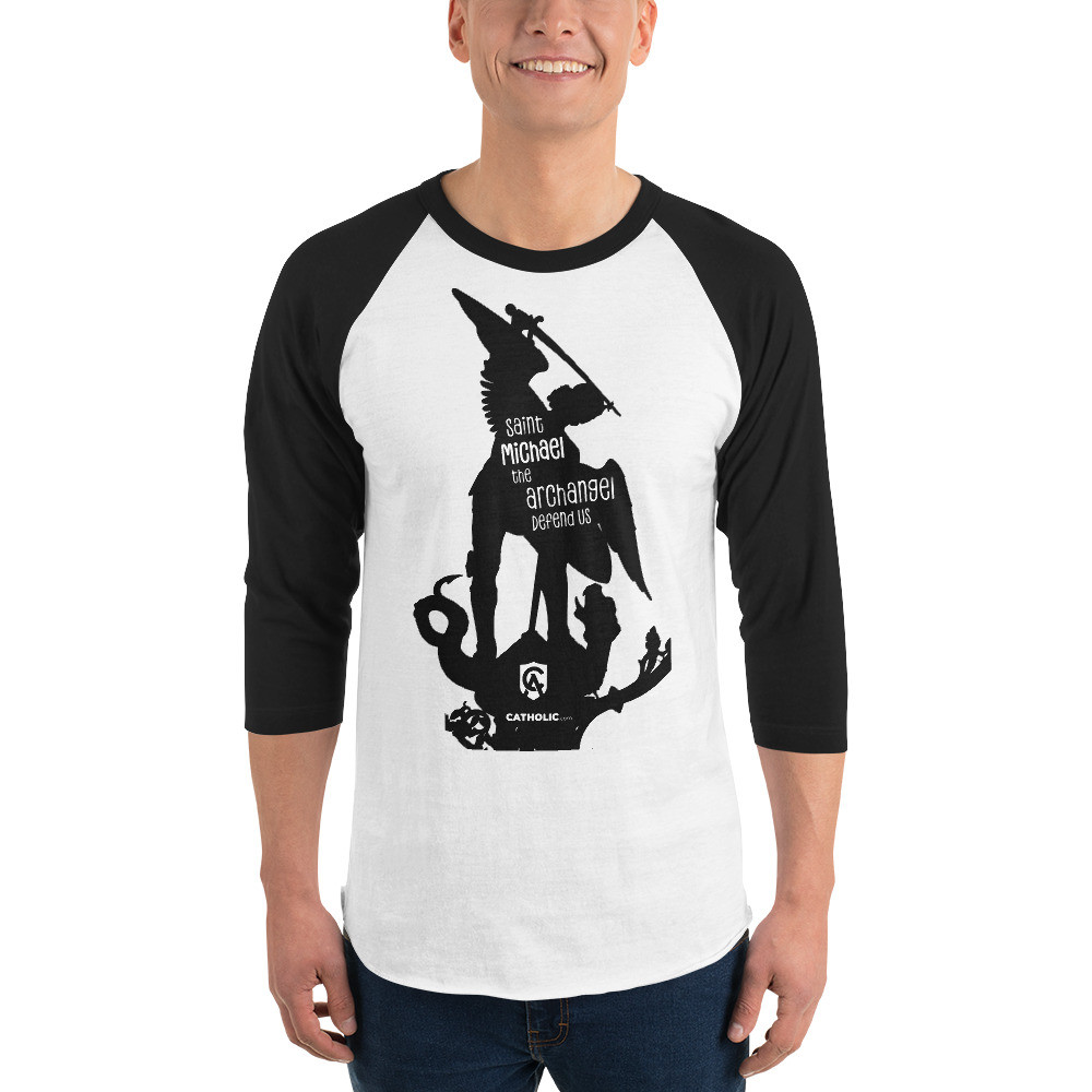 SAINT MICHAEL RAGLAN SWEAT ミカエル S St. Michael the Archangel Shirt - Catholic Answers, Inc