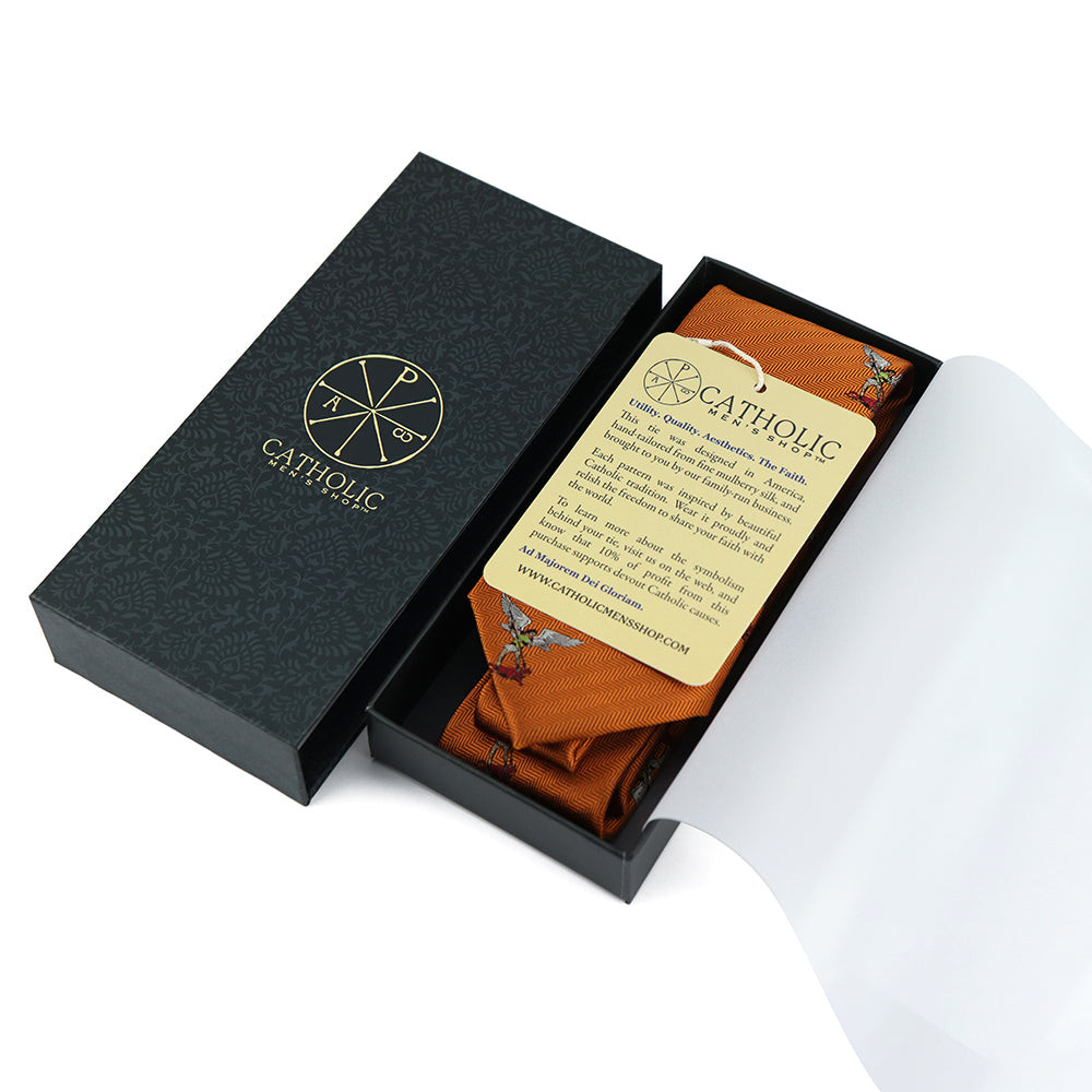 St Michael Woven Silk Necktie - Orange
