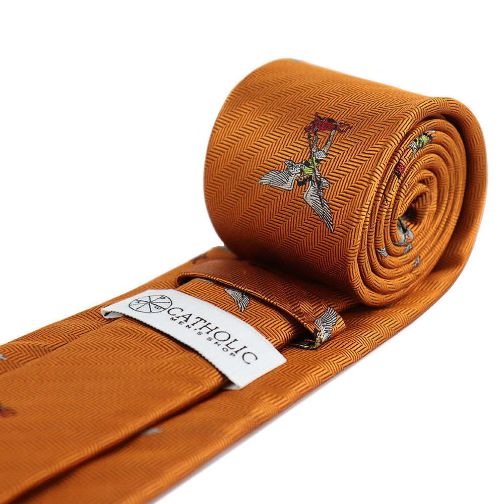 St Michael Woven Silk Necktie - Orange