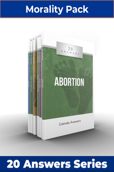 20 Answers Morality Pack
This Sampler includes 1 each of:

    20 Answers: Abortion
    20 Answers: Homosexuality
    20 Answers: Divorce & Remarriage
    20 Answers: End Of Life Issues
    20 Answers: Bioethics

They can also all be ordered individually in bulk at great discounts