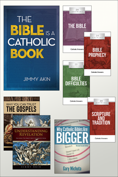 If you love Scripture and love Apologetics, you're going to really love this special we've put together at a very special price

The Bible Study Kit includes:

    The Bible Is a Catholic Book
    Hard Sayings
    20 Answers: The Bible
    20 Answers:Bible Prophecy
    20 Answers:Bible Difficulties
    20 Answers:Scripture & Tradition
    Why Catholic Bibles Are Bigger
    DVD – Understanding Revelation
    DVD – Why You Can Trust The Gospels