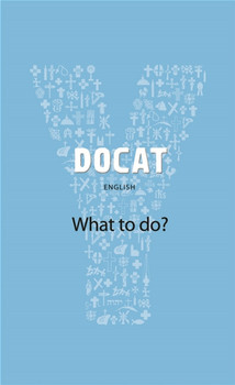 Cover of DOCAT showing youthful design and Q&A format, guiding young people in Catholic Social Teaching.