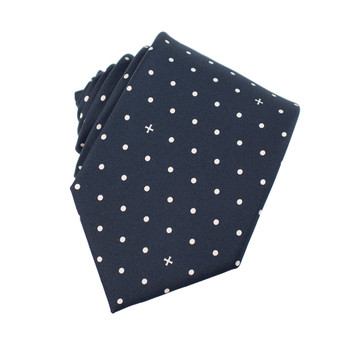 Heritage Polka Dot Cross Silk Necktie Midnight and Ivory