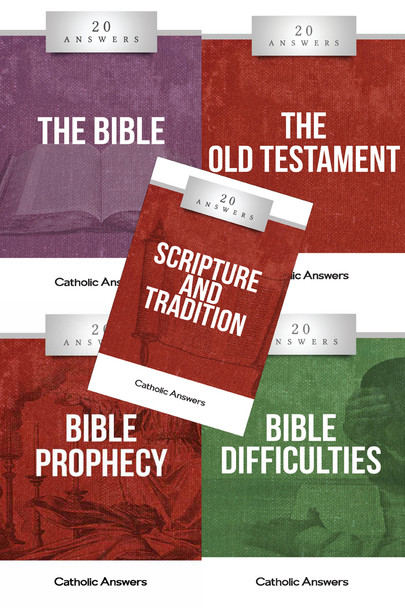 This Sampler includes 1 each of:

    20 Answers: The Bible
    20 Answers: The Old Testament
    20 Answers: Scripture & Tradition
    20 Answers: Bible Difficulties
    20 Answers: Bible Prophecy

They can also all be ordered individually in bulk at great discounts
