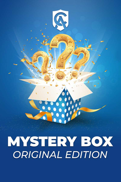 Mystery Catholic book box, closed and ready to reveal five apologetics books inside.