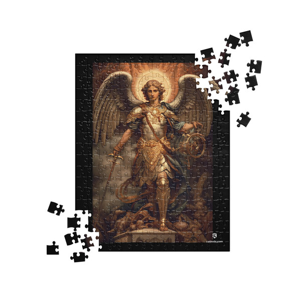 St. Michael the Archangel Puzzle displayed on a plain white background, showing vibrant colors and detailed artwork.