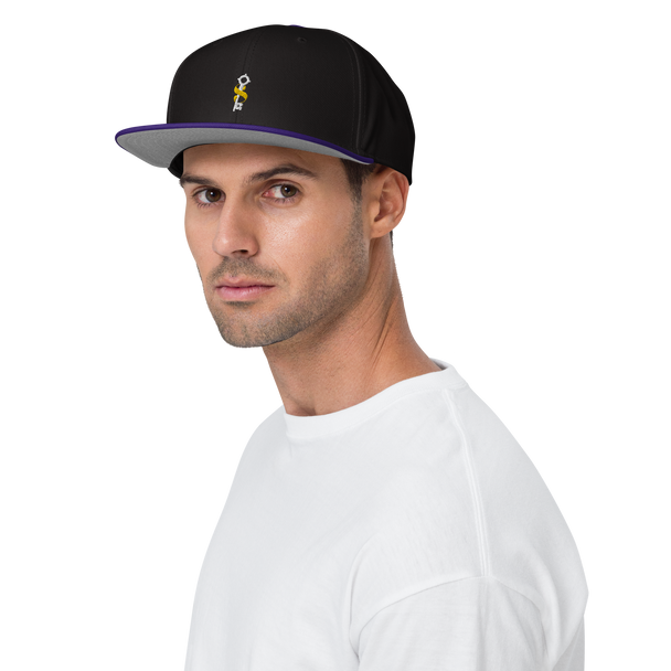 Front view of Shameless Popery Snapback Hat showcasing embroidered logo and adjustable fit.