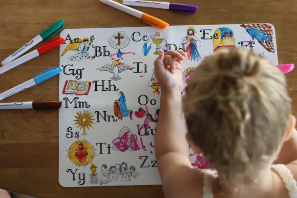 Catholic ABC Reusable Coloring Placemat