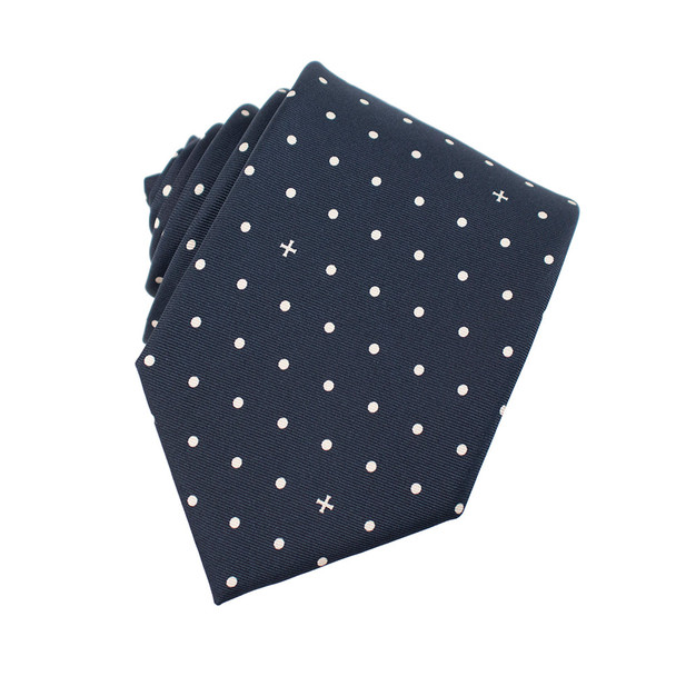 Heritage Polka Dot Cross Silk Necktie Midnight and Ivory