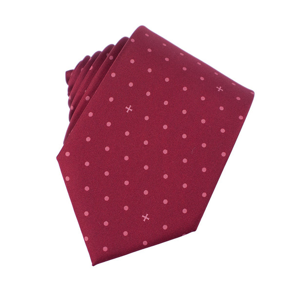 Heritage Polka Dot Cross Silk Necktie Burgundy & Rose