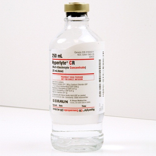 B. Braun Hyperlyte CR (Multi-Electrolyte Concentrate in 250mL Glass Bottle - 12 Bottles/Case