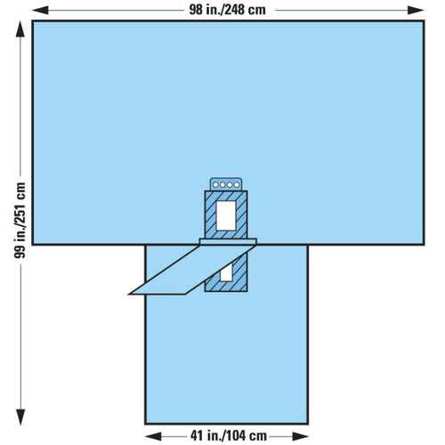 Halyard 98" x 41" x 99" Non-Sterile Laparoscopy "T" Drape - 26/Case