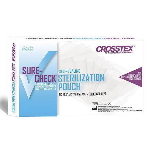 Crosstex 10.5” x 17” Sure-Check Sterilization Pouches (SCL10172)
