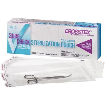 Crosstex 3.5" x 9" Sure-Check Sterilization Pouches (SCS25)