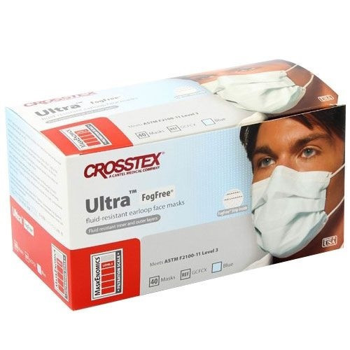 Crosstex Blue Ultra FogFree Level 3 Earloop Face Mask (GCFCX)