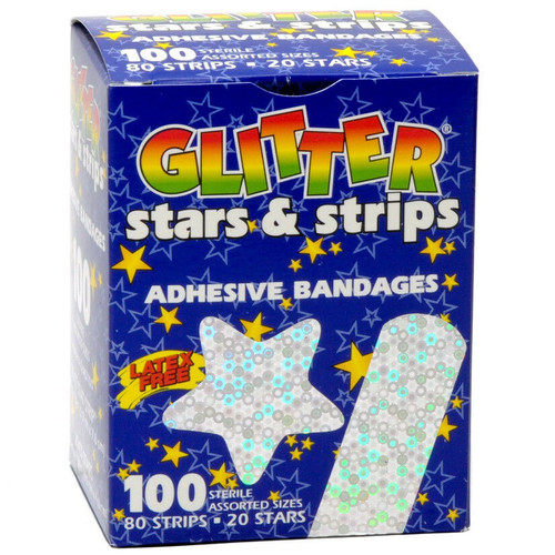 Glitter® Stars & Strips Adhesive Bandages in Assorted Sizes - 100/Box