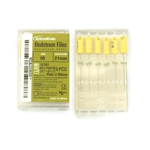 Kerr Endodontics Size 50 x 21mm Yellow Hedstrom Files (12787)