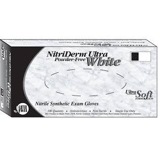 IHC X-Small Nitriderm® Ultra White Synthetic Powder-Free Nitrile Exam Gloves