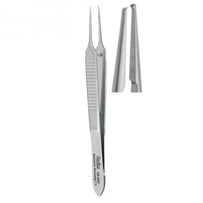 Miltex McPherson 0.4mm Straight Micro Corneal Suturing Forceps with 1 x 2 Teeth - 8.9cm