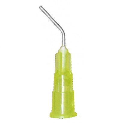 Mydent Defend 20G Yellow Pre-Bent Dispensing Tips - 100/Pack (PN-1228)