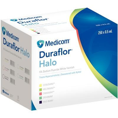 Medicom Duraflor® Halo 5% Sodium Fluoride Wild Berry White Varnish in 0.5mL Unit Dose - 250/Case