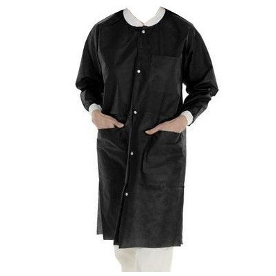 Valumax Medium Black Extra-Safe Lab Coat - 10/Pack