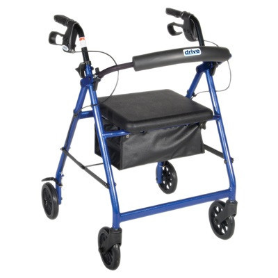 Blue 4-Wheel Rollator with Loop Brake