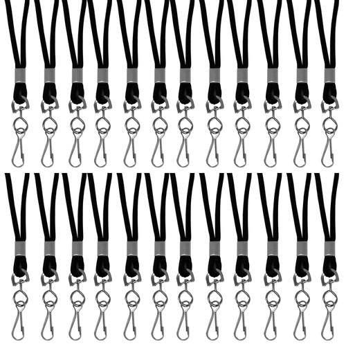 Standard Lanyard, Black, Swivel Hook, Pack of 24