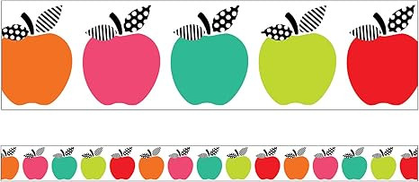 Black, White & Stylish Brights Apples Trim