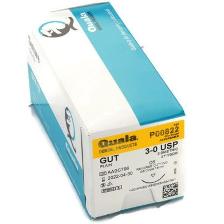 Quala 3-0 x 27" Plain Gut Suture with C-6 Needle (P00822)