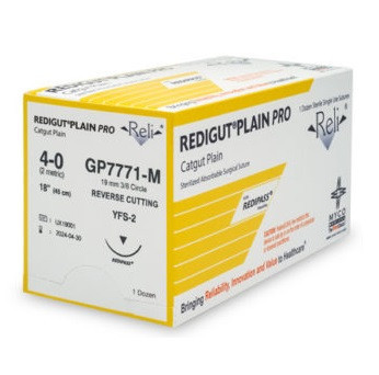 Myco  4-0 x 18" Reli® Redigut® Plain Gut Suture with FS-2 Needle (GP7771-M) 