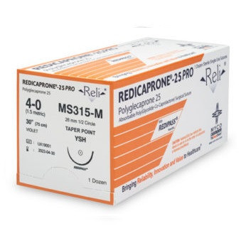 Myco 4-0 x 30" Reli® Redicaprone® Pro Violet Poliglecaprone 25 Suture with SH Needle (MS315-M)