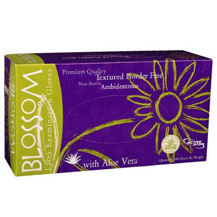 Mexpo Medium Blossom Powder-Free Latex Exam Gloves with Aloe Vera Gel 
