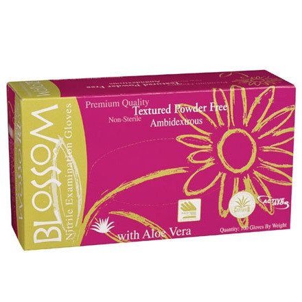 Mexpo Small Blossom Powder-Free Nitrile Exam Gloves with Aloe Vera Gel 