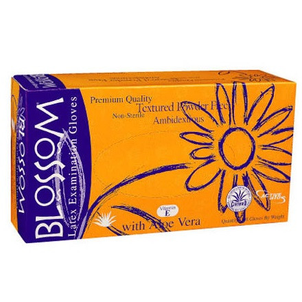 Mexpo X-Small Blossom Powder-Free Latex Exam Gloves with Aloe Vera + Vitamin E