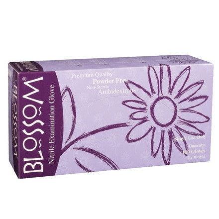 Mexpo Medium Blossom Teal Blue Powder-Free Nitrile Exam Gloves