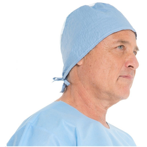 O&M Halyard Blue SMS Fabric Surgeon Caps - 300/Case (69520)