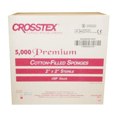 Crosstex 2" x 2" Premium Sterile Cotton-Filled Exodontia Sponges (ESCC)