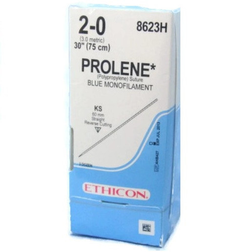 Ethicon 2-0 x 30" Prolene Polypropylene Sutures with KS Needle - 36/Box
