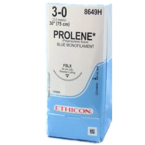 Ethicon 3-0 x 30" Prolene Polypropylene Suture with PS-4 Needle - 12/Box