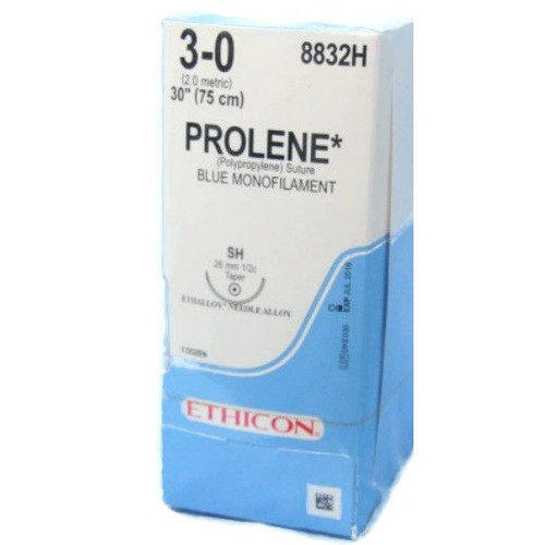 Ethicon 3-0 x 30" Prolene Polypropylene Suture with SH Needle - 36/Box