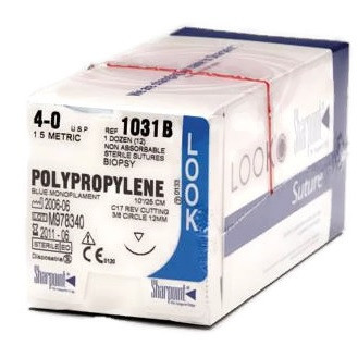 4-0 x 10" Polypropylene Sutures with C-17 Needle - 12/Box