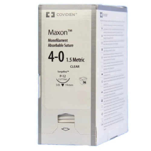 Maxon™ 4-0 x 18" Clear Polyglyconate Monofilament Sutures with P-12 Needle - 36/Box (SMM5043)