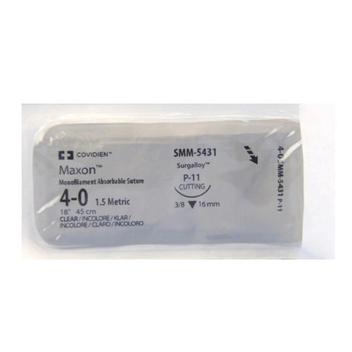 Maxon™ 4-0 x 18" Clear Polyglyconate Monofilament Sutures with P-11 Needle - 36/Box (SMM5431)