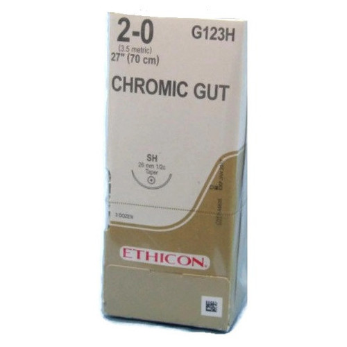 2-0 x 27" Chromic Gut Suture with SH Needle - 36/Box